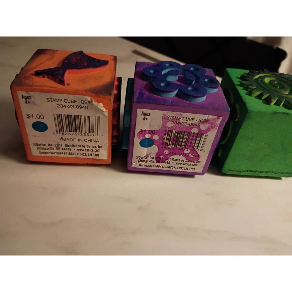 Darice Foam Stamp Cubes Set of 3 Monkey Sun Starfish Beach Designs 234-23-0948
